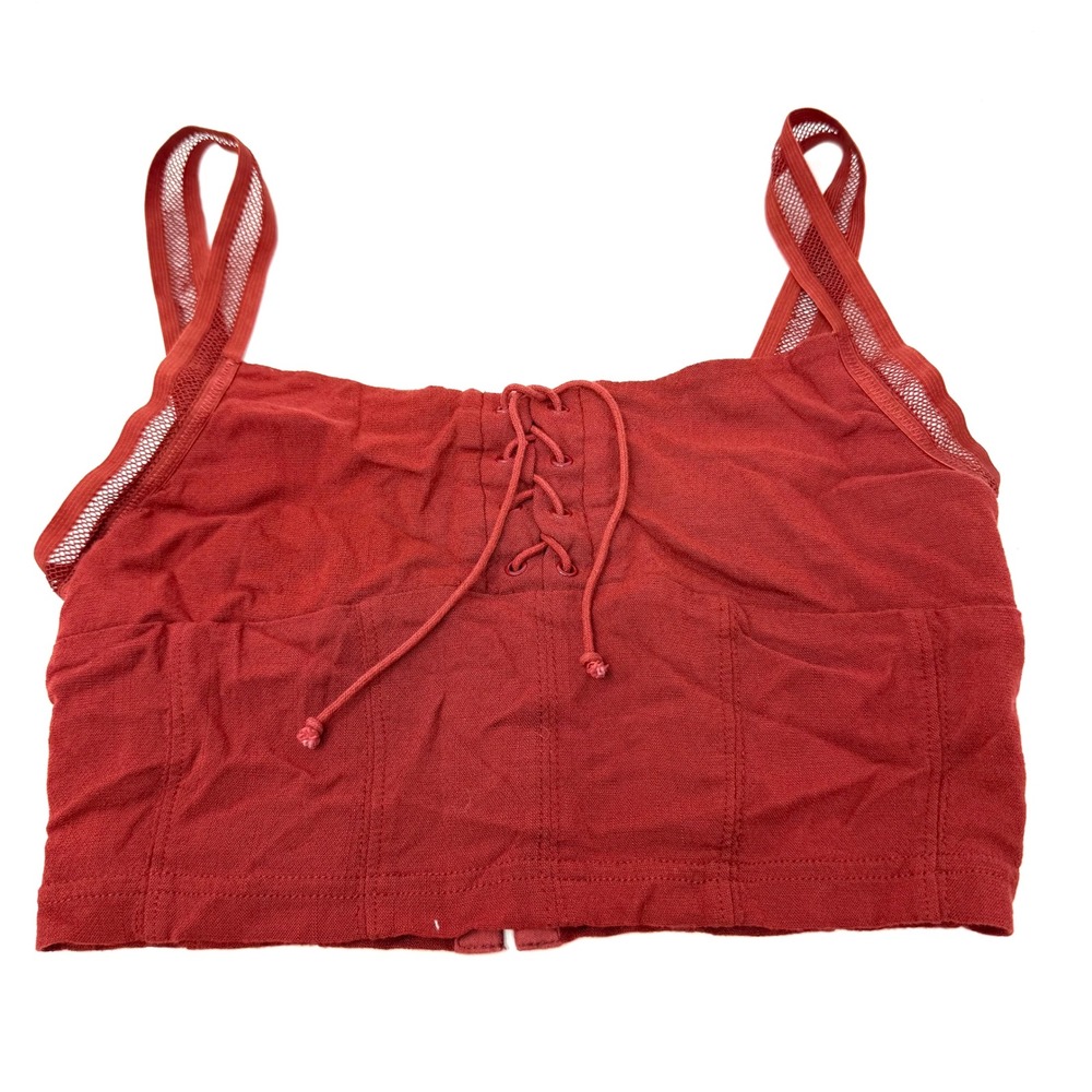 Intimately Free People She's Fancy Brami Red Lace Up Corset Crop Top XS